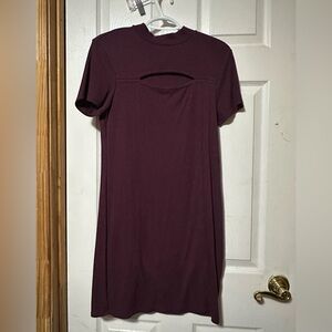 No Boundaries Maroon Ribbed Sweater Dress